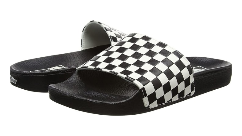 Dark Checkerboard Luxury Slide Sandals