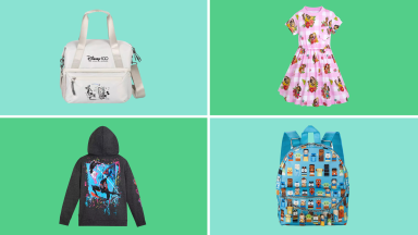 Lunchbox, princess dress, Spiderverse hoodie, character backpack.