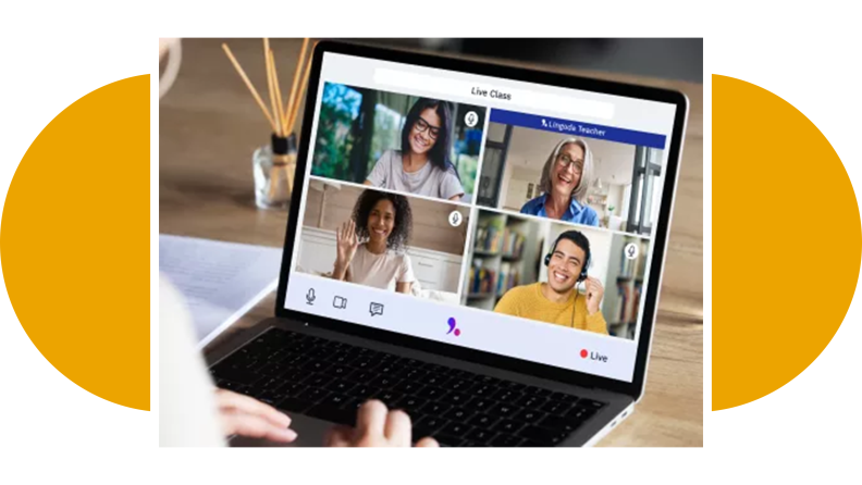 A screenshot of the Live Class feature on Lingoda