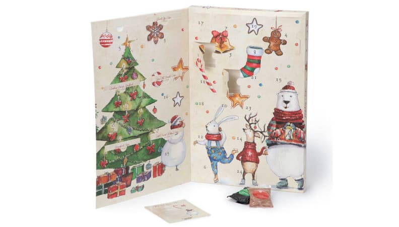 Cookie themed advent calendar with animals on front.