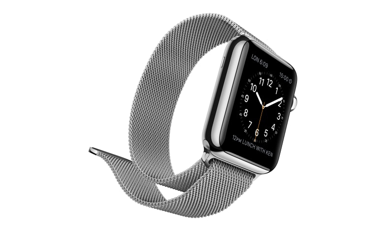 The standard Watch will be available in a number of bands, including standard buckles and this steel, magnetic Milanese loop.