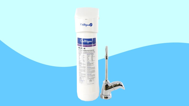 Culligan water filter on wavy blue background