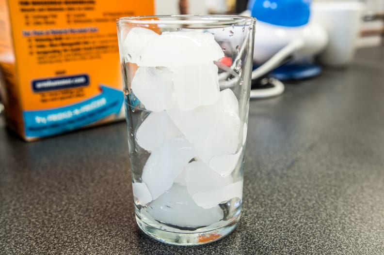 Pretreat with ice to prevent the stain from setting into the fabric.