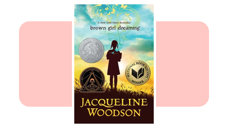 The cover of Brown Girl Dreaming showing the silhouette of a young girl standing in a field.