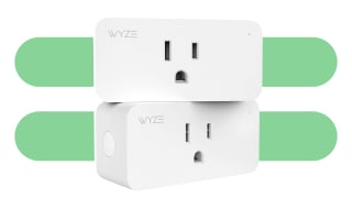 Two Wyze smart plugs stacked on top of one another