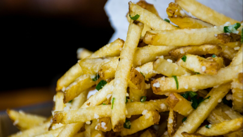 To make delicious truffle fries, you'll need some beer.