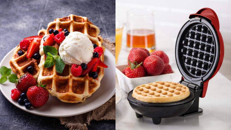 This mini waffle maker also doubles as a sandwich press.