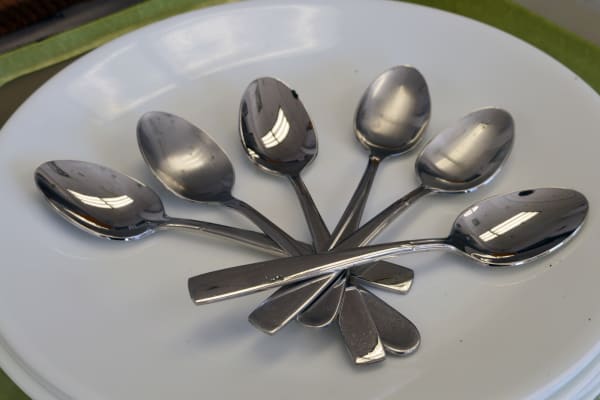 6 dirty egg spoons