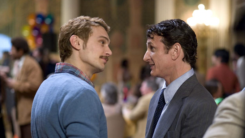 A still from _Milk_ featuring James Franco and Sean Penn.