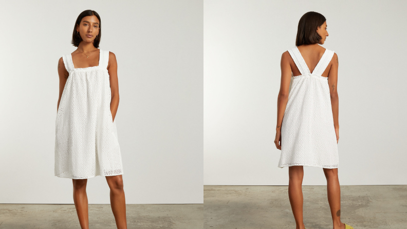 white graduation dress eyelet