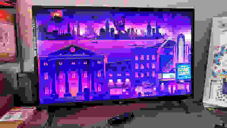 The TCL 3-Series showing off its Roku TV wallpaper