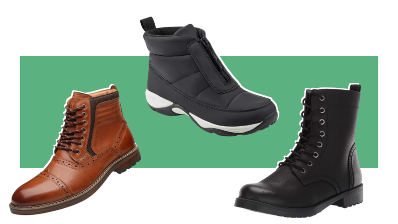 The Arkbird, Easy Spirit, and Amazon Essentials boots in a single image
