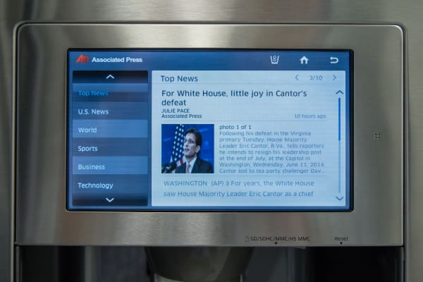 The new Samsung smart fridge’s Associated Press News app.