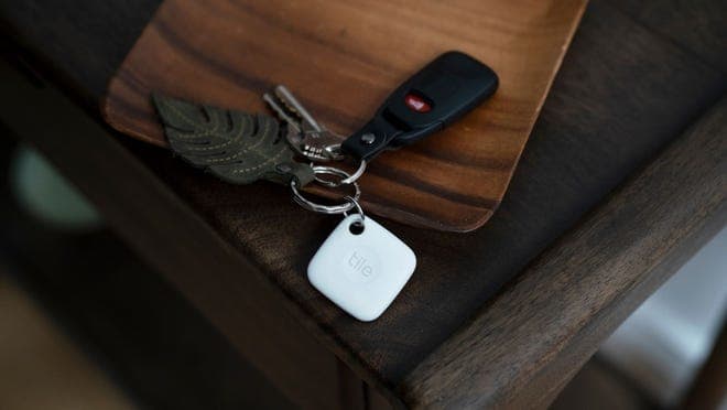 white tile mate attached to keys