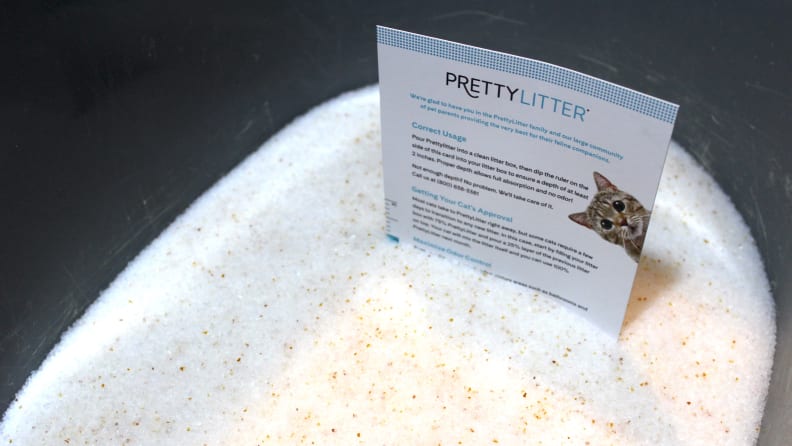 PrettyLitter comes with a little card that you can use to measure the depth of the litter.