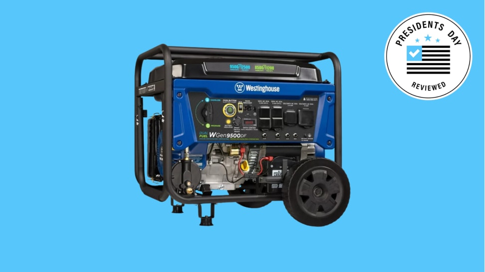 A generator against a blue background.