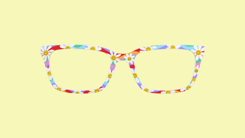 top of glasses on yellow background