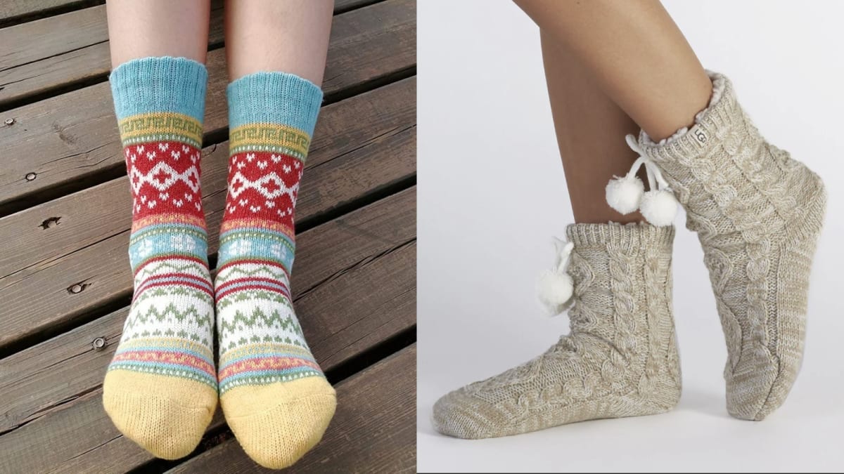 Thermal Winter Women Socks 5 Pairs Wool Warm Knitting Ladies Socks Vintage  Style Soft Cotton Thick Woman Bed Sock Multicoloured