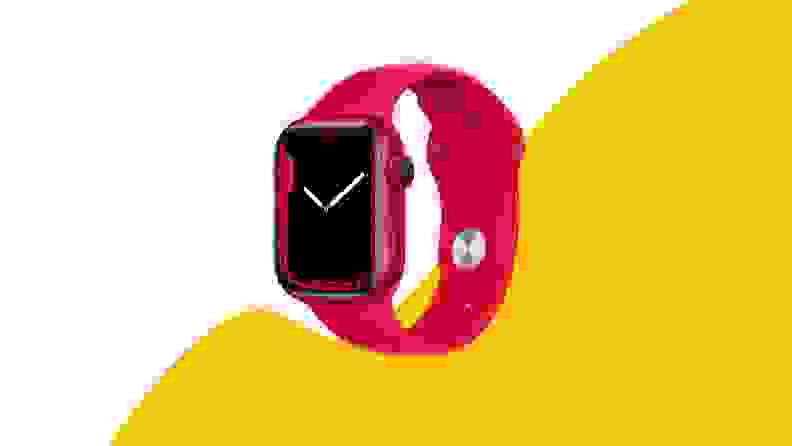 A red Apple Watch