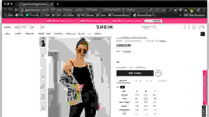 Shein size chart for leopard sweater