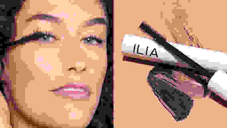 The Ilia Beauty Limitless Lash Mascara swatched and opened on a plain background.