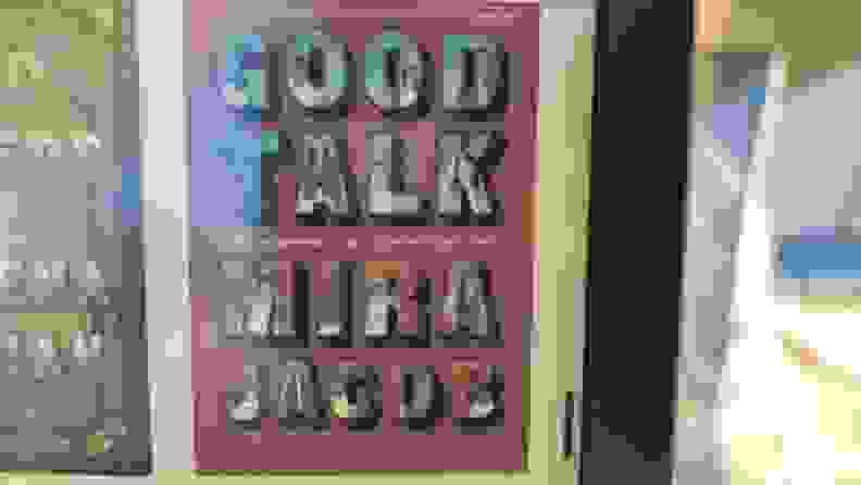 A close up of the InkPad Color's display, showing the cover of Mira Jacob's Book "Good Talk," which has a red cover with blueish text.