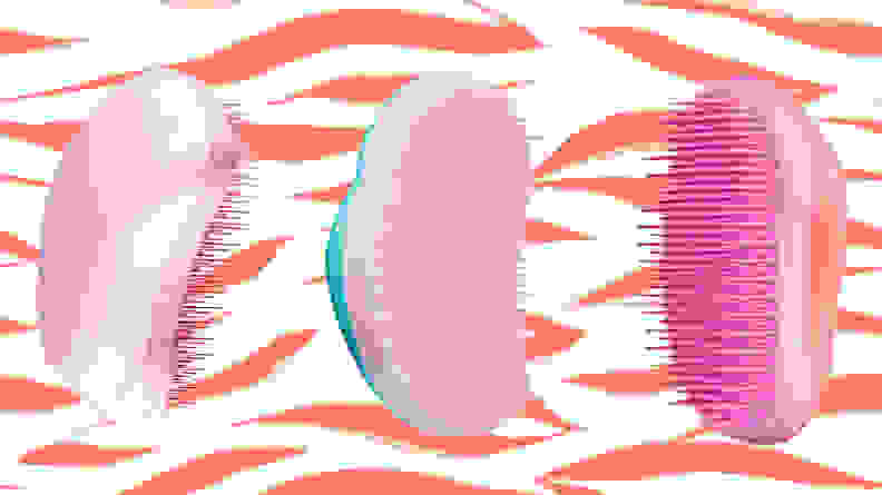 Tangle teezer brushes on pink zebra background