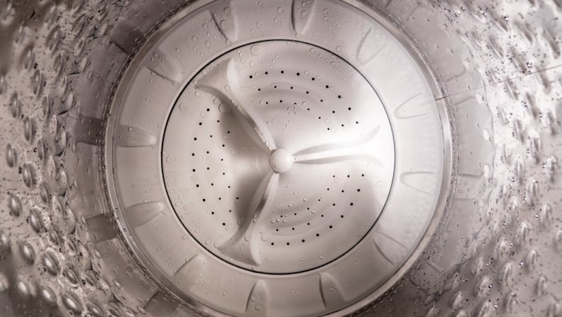 A close-up of the Whirlpool WTW7120HC washer's interior drum