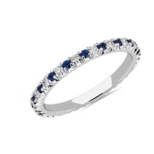 Product image of Blue Nile French Pavé Sapphire And Diamond Eternity Ring In 14k White Gold