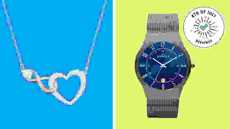 Heart necklace and watch,