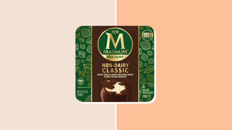Magnum Non-Dairy Classic box on pink background