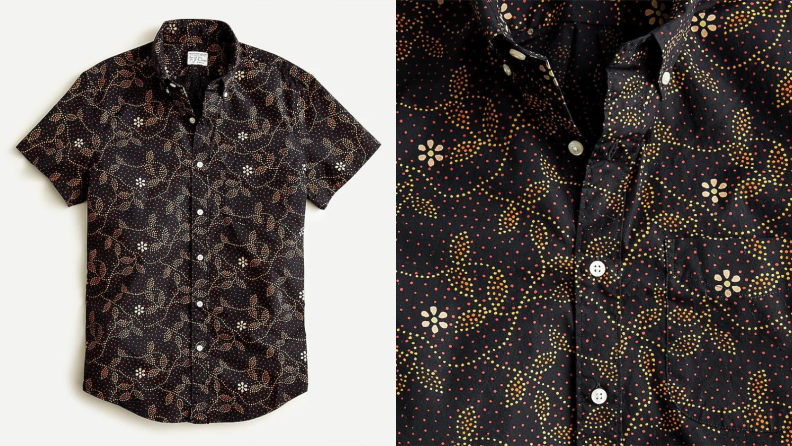 shirt with dots depicting floral arrangements from J.Crew