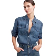 Product image of Alexa Chung for Madewell Denim Western Shirt in Vintage Wash