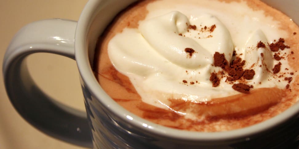 hot cocoa and whipped cream in mug