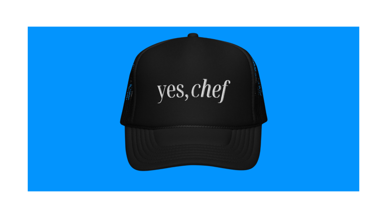 Yes Chef hat on blue background