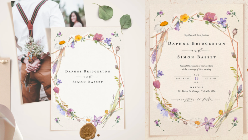 A simplistic floral wedding invitation.