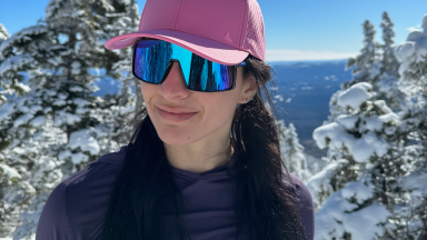 Staff Writer Lily Hartman wearing her Oakley Sutros on a winter hike.