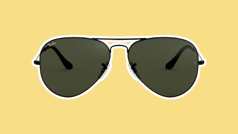 Ray-Bans on a yellow background.
