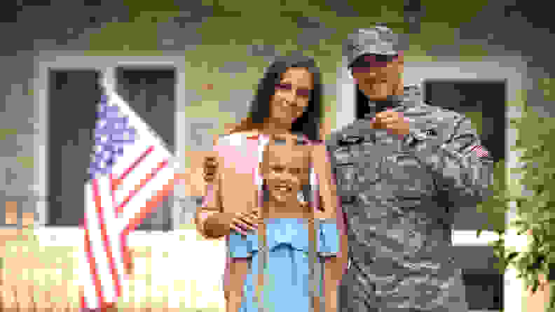 Military man with family
