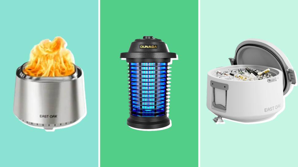 Left: East Oak fire pit. Middle: Dunaga bug zapper. Right: East Oak cooler