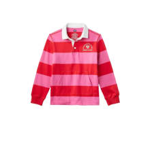 Product image of Kids' Adaptive Crest Logo Stripe Collared Long Sleeve Rugby Shirt with Abdominal Access