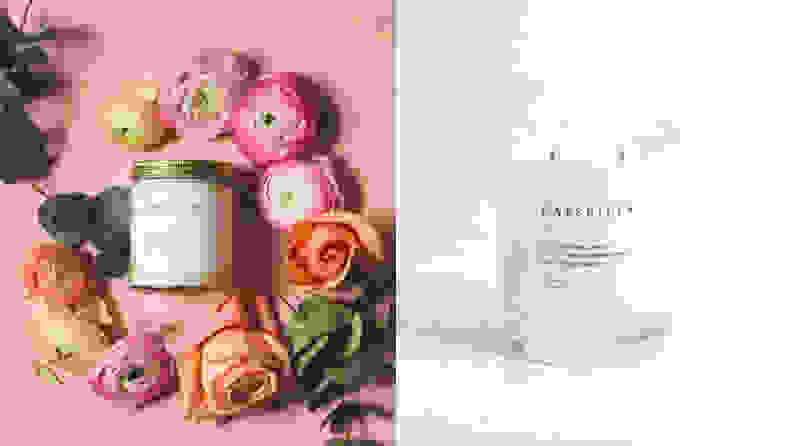 A split image of Brooklyn Candle Studio candles, one of the best places to buy candles online.