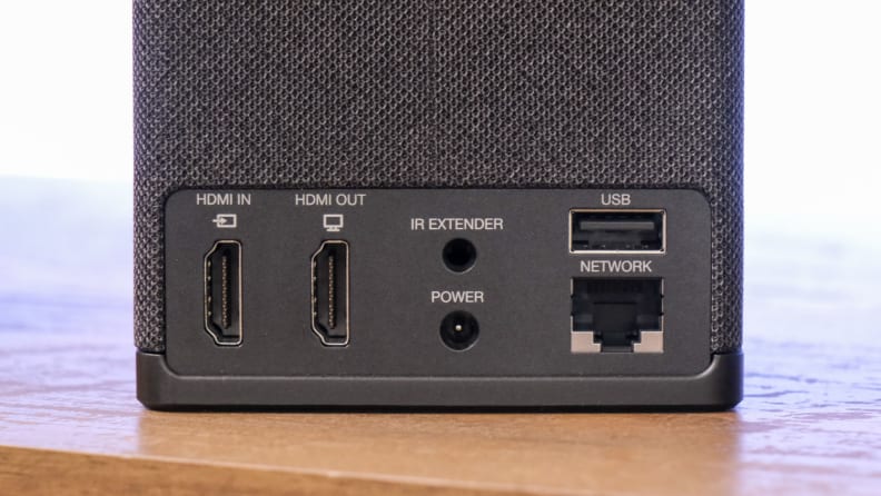 The back connections panel of the Amazon Fire TV Cube.