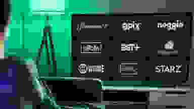 A TV screen full of streaming channel options for Prime members.