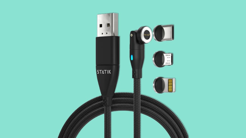 The Statik 360 Pro Universal Charging Cable on a teal background.