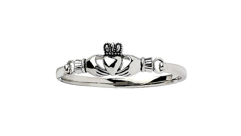 An image of a stainless steel claddagh bracelet.