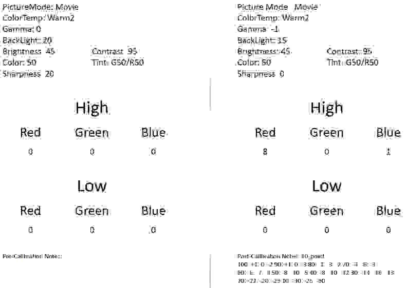 Samsung UN55H6203 calibration settings