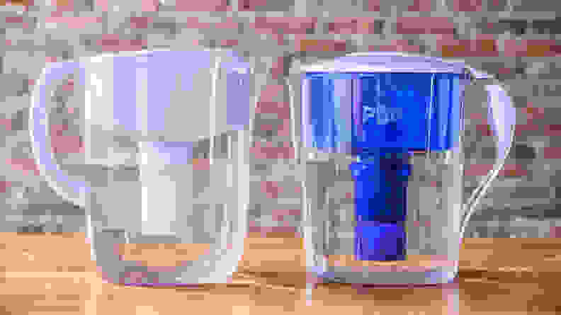 The Brita Everyday 10-cup pitcher and the Pur Classic 11-cup pitcher.