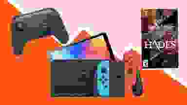 Collage of Nintendo products like consoles, games, and controllers