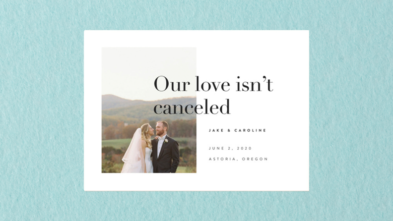 A change the date wedding card from Minted